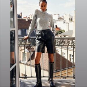 Wilfred Labyrinth Shorts Vegan Leather Black 12 $110